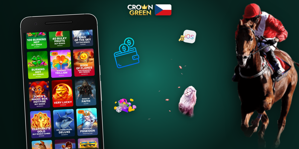 Crowngreen Kasino app běžící na Androidu, iPhonu i tabletu současně