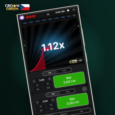 Ikona auto-cashout v Aviator Crowngreen Kasinu – automatický výběr při cílovém multiplikátoru