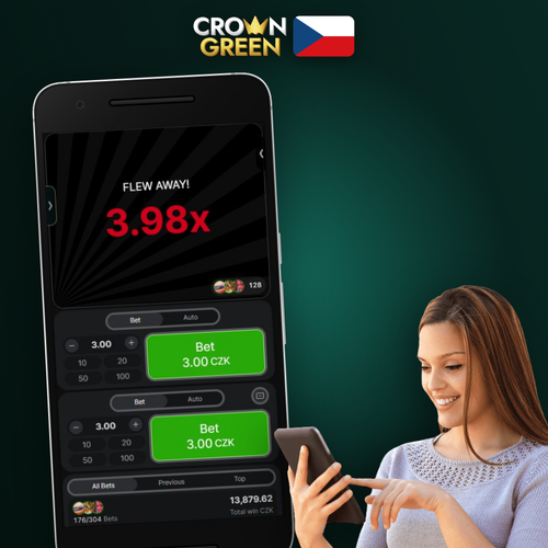Crowngreen Kasino Aviator – letadlo stoupá po červené křivce multiplikátoru