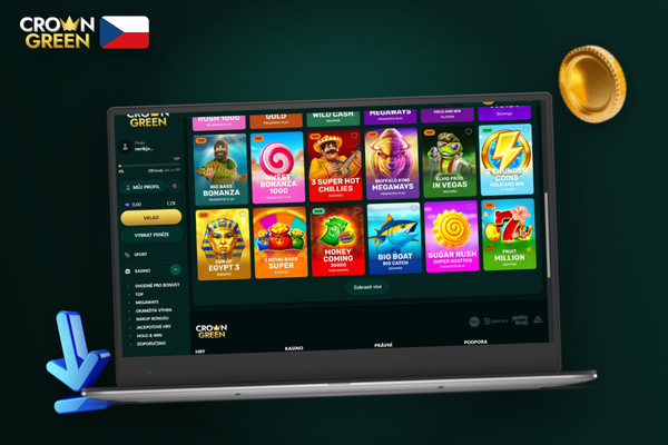 Přihlašovací obrazovka desktopového klienta Crowngreen Kasino na počítači s polem pro e-mail