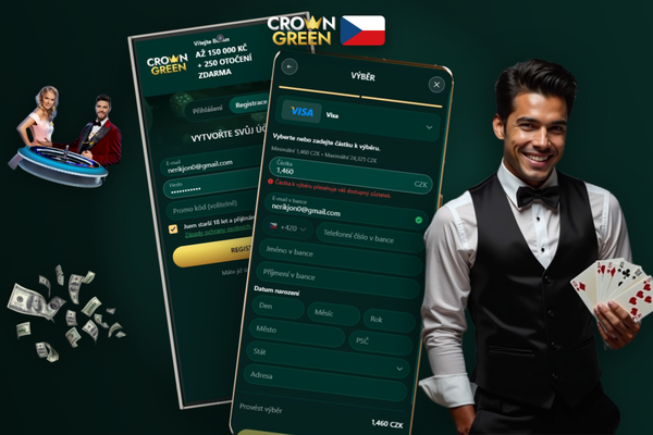 Pět stupňů věrnostního programu Crowngreen Kasino s ikonami odměn a zlatými akcenty